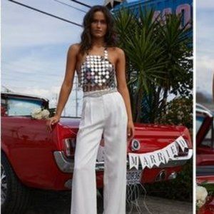 12th Tribe Diana Silver Disco Halter Top